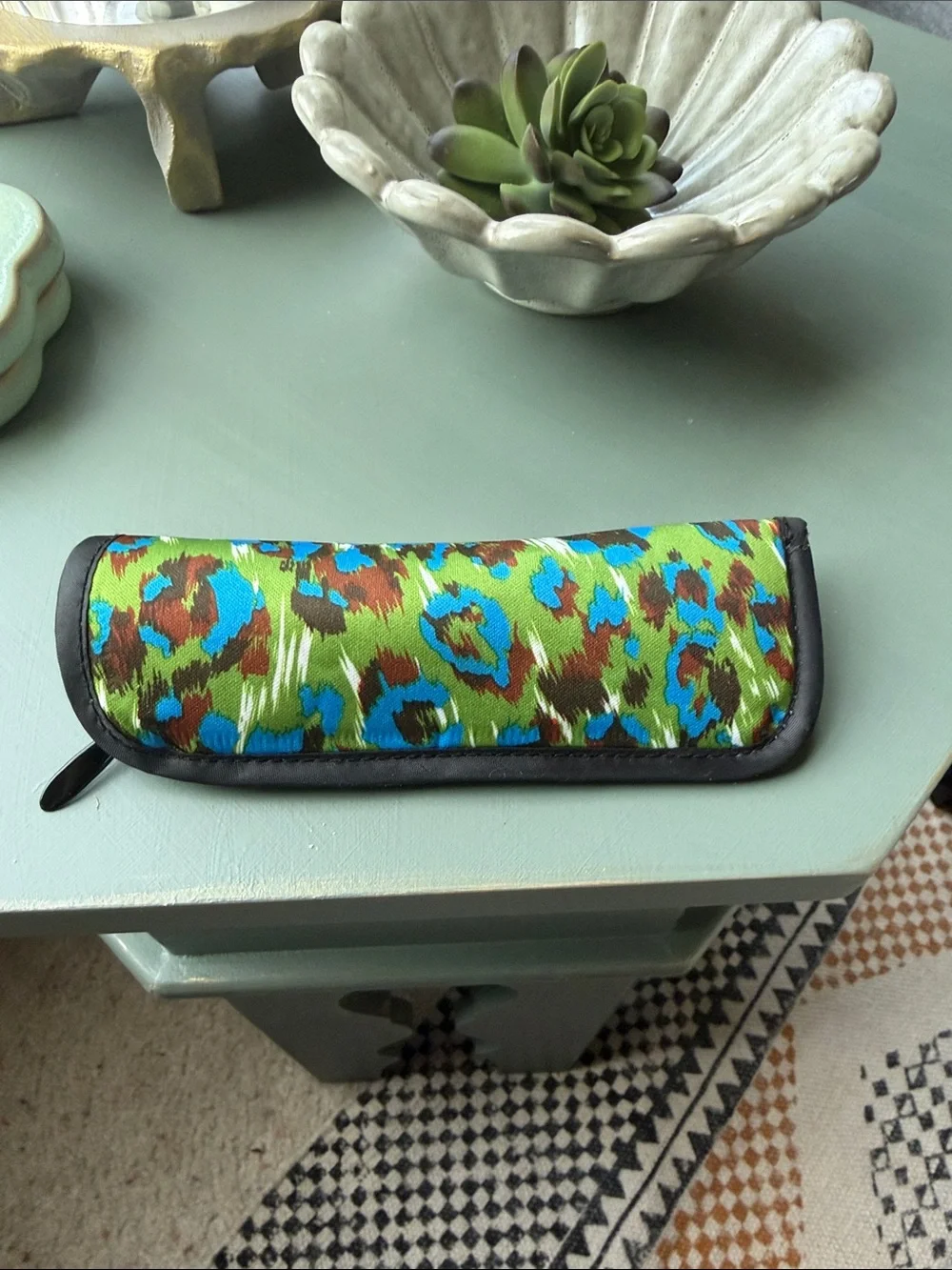 Black Oval Sunglasses with Multicolor Hand-Painted Accents